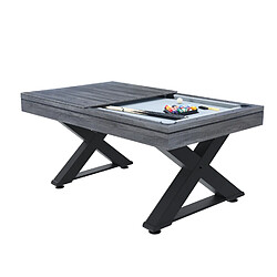 Avis Concept Usine Table multi-jeux en bois gris ping-pong et billard TEXAS