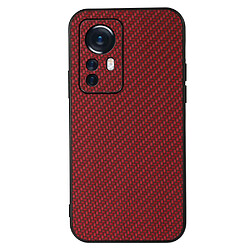 Coque en TPU + PU texture en fibre de carbone, anti-rayures rouge pour votre Xiaomi 12 Pro