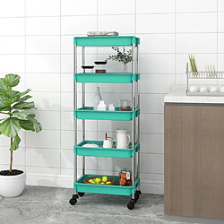 Maison Chic Desserte de cuisine | Chariot de cuisine | Meuble de rangement roulant 5 niveaux Turquoise 42x29x128 cm Fer et ABS -GKD82531