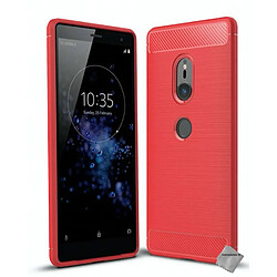 Htdmobiles Coque silicone gel carbone pour Sony Xperia XZ2 + film ecran - ROUGE