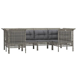 Avis Maison Chic Salon de jardin 6 pcs + coussins - Mobilier/Meubles de jardin - Table et chaises d'extérieur Gris Résine tressée -MN23623