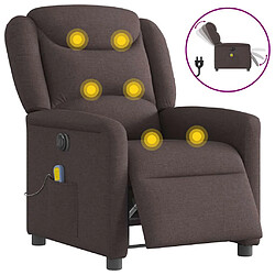 vidaXL Fauteuil de massage inclinable électrique Marron foncé Tissu