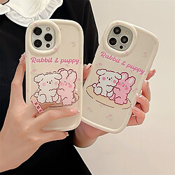 GUPBOO Étui pour iPhone12 Porte-étui pour téléphone fille lapin chien floral