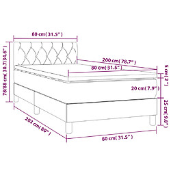 Maison Chic Lit adulte- Lit + matelas,Sommier à lattes de lit avec matelas et LED Rose 80x200 cm -GKD73915 pas cher