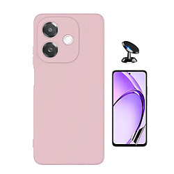 Kit De Film Hydrogel À Coque Complète Avant + Coque En Silicone Liquide + Support Magnétique Phonecare Pour Oppo A3 4G - Rose