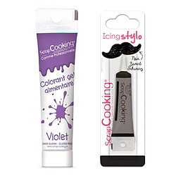 Scrapcooking Colorant alimentaire en gel 20 g violet + Stylo de glaçage noir