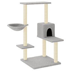 Helloshop26 Arbre à chat meuble tour grimper jouet grattage grattoir escalade plateforme avec griffoirs en sisal clair 95 cm gris 02_0022630