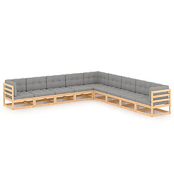 Maison Chic Salon de jardin 9 pcs + coussins - Mobilier/Meubles de jardin - Table et chaises d'extérieur Bois de pin massif -MN79554