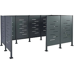 Decoshop26 Abri de poubelles extérieur conteneurs à ordures 151x326x166 en métal anthracite avec dispositif pour ancrage béton 04_0003691