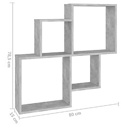 vidaXL Étagère murale cube Gris béton 80x15x78,5 cm Bois d’ingénierie pas cher