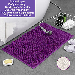 LUUCOZK Tapis de bain antidérapants, absorbants, à séchage rapide, décoration de salle de bain, AA8780, violet raisin-40X60CM