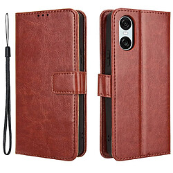 Htdmobiles Housse pour Sony Xperia 10 VI - etui coque pochette portefeuille + film ecran - MARRON