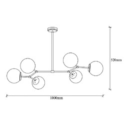 Acheter Vente-Unique Lustre en métal - 6 globes - L. 100 x H. 52 cm - Doré et blanc - DAMAR