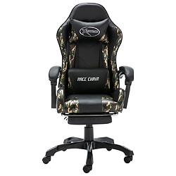 vidaXL Fauteuil de jeux vidéo repose-pied Noir/camouflage Similicuir