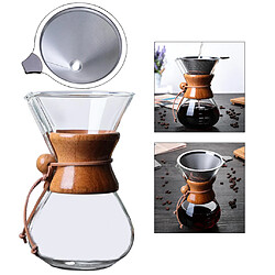 21 Oz Verser Sur Cafetière Manche En Bois Anti-brûlure Réutilisable Transparent 600 Ml Avec Filtre pas cher