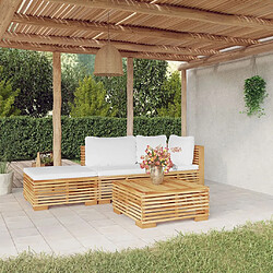 vidaXL Salon de jardin 4 pcs avec coussins Bois de teck solide