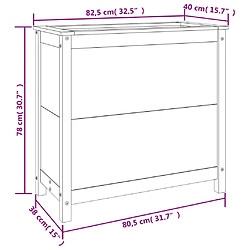 vidaXL Jardinière gris 82,5x40x78 cm bois massif de pin pas cher