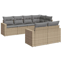 vidaXL Salon de jardin avec coussins 7 pcs beige résine tressée