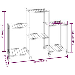 vidaXL Jardinière avec roues 83x25x63,5 cm Noir Fer pas cher