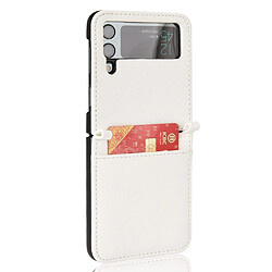 Coque en TPU + PU texture litchi avec porte-carte blanc pour votre Samsung Galaxy Z Flip3 5G