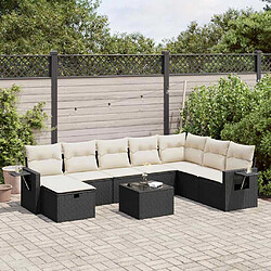 vidaXL Salon de jardin 9 pcs avec coussins noir résine tressée