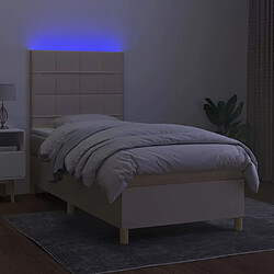 Acheter Sommier à lattes,Cadre à lattes de lit et matelas et LED pour Adulte Crème 100x200cm Tissu -MN38092