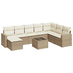 Maison Chic Salon de jardin avec coussins 9 pcs | Ensemble de Table et chaises | Mobilier d'Extérieur beige résine tressée -GKD57805