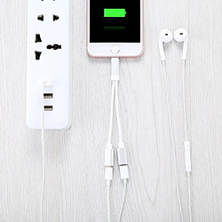 Wewoo Adaptateur blanc pour iPhone X / 8 et 8 Plus / 7 7 Plus / 6 6s 6 Plus 6s Plus / iPad, soutien IOS 11,2 12cm 8 broches Lightning mâle à double câble d'adaptateur femelle 8 Lightning, pas cher