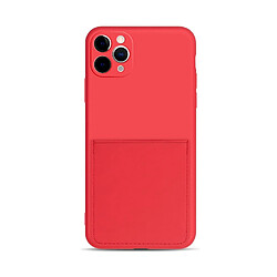 Coque en silicone souple avec porte-carte rouge pour votre Apple iPhone 11 Pro Max 6.5 pouces