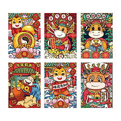 6pcs Enveloppe Rouge Du Nouvel An Chinois 2021 Ox Hong Bao Lucky Money Bag Style9