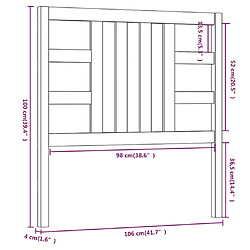 vidaXL Tête de lit Marron miel 106x4x100 cm Bois massif de pin pas cher