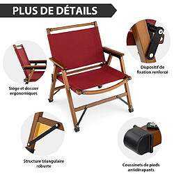 Helloshop26 Chaise de camping pliante charge 150 kg avec cadre en bambou massif chaise pliante d'extérieur avec accoudoirs hauteur d’assise 34cm 20_0008100