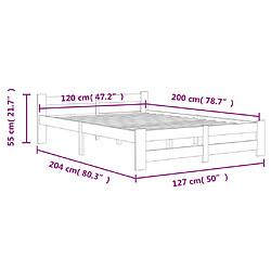 vidaXL Cadre de lit sans matelas bois de pin massif 120x200 cm pas cher