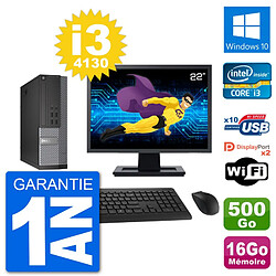 PC Dell 7020 SFF Ecran 22" i3-4130 RAM 16Go Disque Dur 500Go Windows 10 Wifi - Occasion