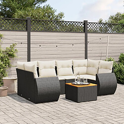 Maison Chic Ensemble Tables et chaises d'extérieur 7pcs avec coussins,Salon de jardin noir résine tressée -GKD174262