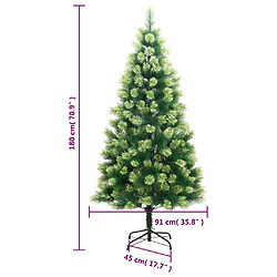 vidaXL Sapin de Noël artificiel à charnières avec support 180 cm pas cher