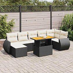 vidaXL Salon de jardin 8 pcs avec coussins noir résine tressée