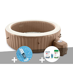 Kit spa gonflable Intex PureSpa Sahara rond Bulles 8 places + Aspirateur + Kit de traitement au brome