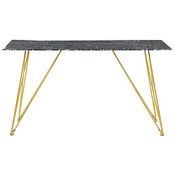 Beliani Table à manger effet marbre noir et dorée 140 x 80 cm KENTON pas cher