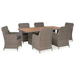 Maison Chic Salon de jardin 7 pcs avec coussins - Table et chaises d'extérieur - Mobilier/Meubles de jardin Moderne Résine tressée Marron -MN94978