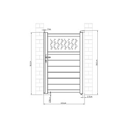 Vente-Unique Portillon battant aluminium semi plein à motifs L103 x H166 cm anthracite - BAZIO pas cher