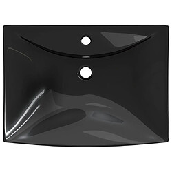 Avis vidaXL Lavabo rectangulaire en céramique noir de luxe avec trop-plein et trou