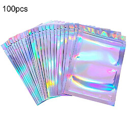 Universal (10x15cm) 100 pièces 4 tailles Sel de bain plat sac cosmétique un côté transparent holographique mini papier aluminium fermeture à glissière sac épais