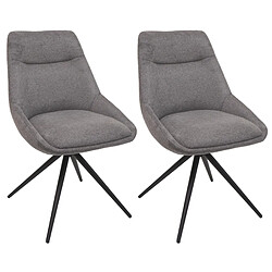 Decoshop26 Lot de 2 chaises de salle à manger avec coutures décoratives assise pivotante position cadre trépied en métal assise en tissu gris 04_0007388