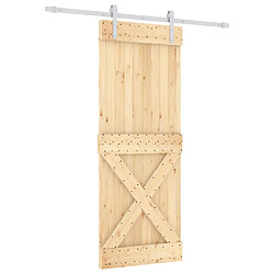 vidaXL Porte coulissante et kit de quincaillerie 80x210 cm pin massif