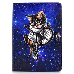 Etui en PU impression de motifs antichoc chat cycliste avec support et porte-cartes pour votre Huawei MediaPad T3 10