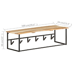 vidaXL Patère à bord naturel 100x34x38 cm Bois d'acacia massif pas cher