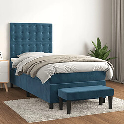 Maison Chic Lit adulte- Lit + matelas,Sommier à lattes de lit avec matelas Bleu foncé 100x200 cm -GKD60221