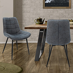 ML-Design Lot de 2 chaises de salle à manger Chaise de salon Chaise de cuisine Anthracite Similicuir PU