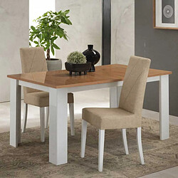 Dansmamaison Table de repas rectangulaire Laqué Blanc Brillant/Bois - AVELLINO